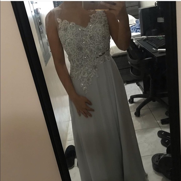 Grey Long Prom Dress - Picture 2 of 2